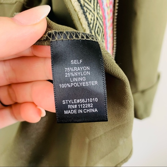 Greylin Embroidered Anorak Olive Drawstring Jacket - Picture 7 of 8